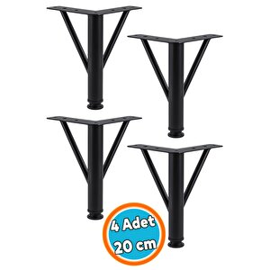 Mobilya Ayağı Modern Koltuk Kanepe Dayanıklı Tv Ünitesi Ayağı Ayakları Siyah Metal 20 Cm 4 Adet