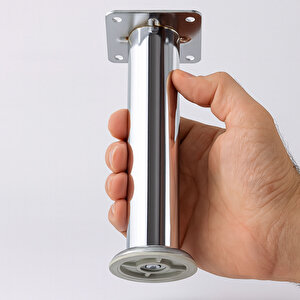 Mobilya Ayağı Koltuk Kanepe Dayanıklı Tv Ünite Ayağı Ayakları Tablalı Krom Metal 15 Cm Gümüş 4 Adet