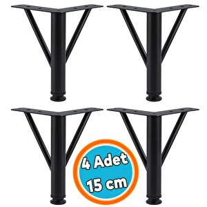 Mobilya Ayağı Modern Koltuk Kanepe Dayanıklı Tv Ünitesi 15 Cm Siyah Metal Ayağı Ayakları 4 Adet