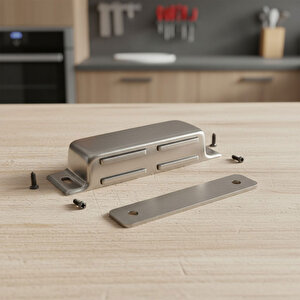 Paslanmaz Metal Mıknatıslı Çıt Çıt 8,5 Cm Kapak Tutucu Dolap Çekmece Kapatma Mekanizması