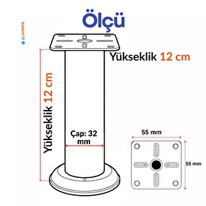 Mobilya Ayağı Modern Koltuk Kanepe Dayanıklı Tv Ünite Ayağı Ayakları Tablalı Krom Metal 12 Cm Gümüş
