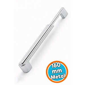 Mobilya Çekmece Dolap Kapak Kulpu Dayanıklı Kulbu Kulpları Siyah 160 Mm Gümüş Krom Metal Kulp