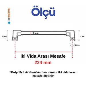 Mobilya Kulp Çekmece Dolap Kapak Kolu Kulpu Kulpları Dayanıklı Tasarım Gümüş Krom Metal 224 Mm