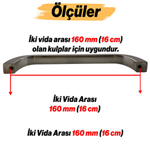 Mobilya Mutfak Çekmece Dolap Dolabı Kapak Kulbu Kulpu Kulpları (160 Mm - 16 Cm) İnox Metal Kulp