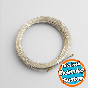 Elektrikçi Sustası Plastik Kaplamalı Spiral Kablo Çekme Teli Boru İçi Kılavuz Tel Tesisat 10 Metre