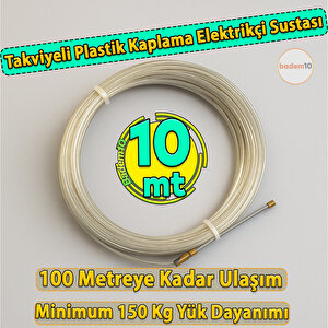 Elektrikçi Sustası Plastik Kaplamalı Spiral Kablo Çekme Teli Boru İçi Kılavuz Tel Tesisat 10 Metre