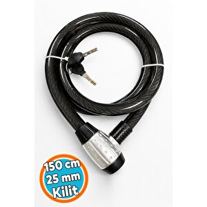Motosiklet Bisiklet Halat Zinciri Hırsız Kilidi 150 Cm Çelik Kilit Çap 25 Mm Ø 1 Adet