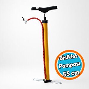 Bisiklet Pompası El Tipi Ayak Tutamaklı Standart Plastik Başlıklı Ve Uçlu Metal Borulu