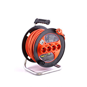 Seyyar Plastik Makaralı Uzatma Kablosu 3x1.5 Mm 30 Metre Termal Sigortalı 4 Prizli Cca Monofaze