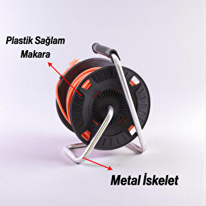 Seyyar Plastik Makaralı Uzatma Kablosu 3x1.5 Mm 30 Metre Termal Sigortalı 4 Prizli Cca Monofaze