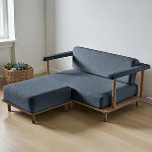 Pia İkili Koltuk + Puf Lacivert Lacivert