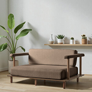 Pia İkili Koltuk + Puf Kahverengi Kahverengi