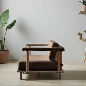 Eymense Pia İkili Koltuk + Puf Kahverengi