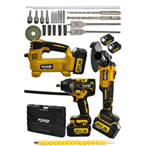 21 V 3'lü Set Hava Pompası 125mm Taşlama 800nm Somun Sıkma Sökme Kırmızı