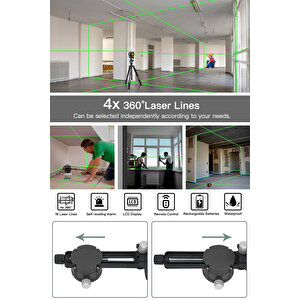 360° 12 Köşe Otomatik Hizalamalı Lazer Metre Hizalama Yeşil Çizgili Lazer Hizalama Su Terazili