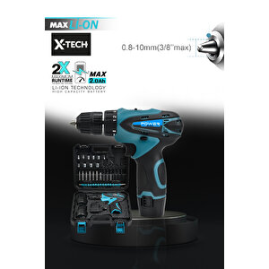 Pro-xxc-line 58 Vf 5 Ah Çift Akülü Metal Şanzıman 24 Parça Akülü Vidalama Şarjlı Matkap Powerblack