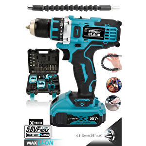 Pro-xxc-line Germany Technology Çift Akülü Şarjlı Matkap 24 Parça 58 Vf 5 Ah Powerblack