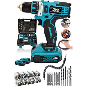Pro-xxc-line Germany Technology Çift Akülü Şarjlı Matkap 24 Parça 58 Vf 5 Ah Powerblack
