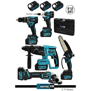 21v 2.0ah Kömürsüz Darbeli 5'li Set Şarjlı Hilti Taşlama Somun Sıkma Akülü Vidalama