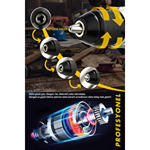 58 Vf 5ah Metal Şanzuman Kalın Batarya Çift Akülü Şarjlı Darbeli Matkap 82 Parça Akülü Vidalama