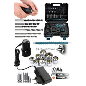 Şarjlı Matkap Vidalama 24v 4ah Lion Armut Batarya Metal Şanzuman Çift Akülü Vidalama 24 Parça Set