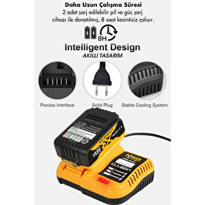 58 Vf 5 Ah Metal Şanzıman Çift Akülü Şarjlı Matkap 84 Parça Akülü Vidalama Set Sari