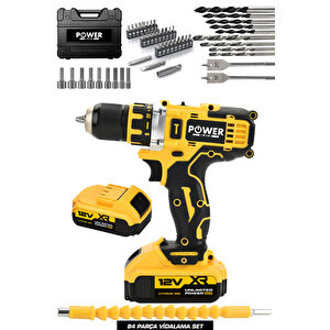 Çelik Mandren Çift Akülü Darbesiz 30 Parça Set Hediyeli Şarjlı Matkap 58 Vf Sari