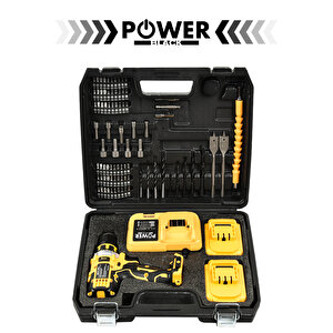 Çelik Mandren Çift Akülü Darbesiz 30 Parça Set Hediyeli Şarjlı Matkap 58 Vf Sari