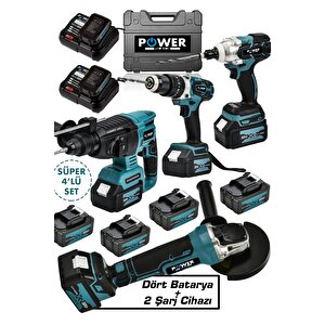 4 Lü Set 21 V 2 Ah Darbeli Matkap Bijon Somun Sıkma Sökme Taşlama Spiral Kırıcı