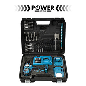 Çelik Mandren Çift Akülü Darbesiz 82 Parça Set Hediyeli Şarjlı Matkap Mavi