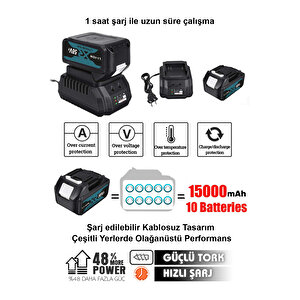 58 Vf 5ah Metal Şanzuman Kalın Batarya Çift Akülü Şarjlı Darbeli Matkap 82 Parça Akülü Vidalama