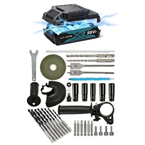 4 Lü Set Profesyonel Şarjli Matkap Hi̇lti̇ Taşlama Büyük Somun  Sikma Ultra Güçlendri̇lmi̇ş