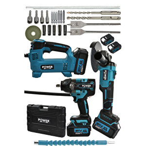 21 V 3'lü Set Hava Pompası 125mm Taşlama 800nm Somun Sıkma Sökme Mavi̇