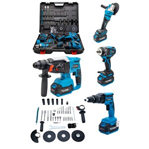 Şarjlı Alçıpanlı 4 Lü Set + Vidalama + Avuç Taşlama + 3 Batarya 1 Şarj Cihazı