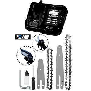 2 Li Set 58 Vf 5 Ah Çift Akülü Çelik Şanzıman Şarjlı Dal Budama &testeresi Si̇yah