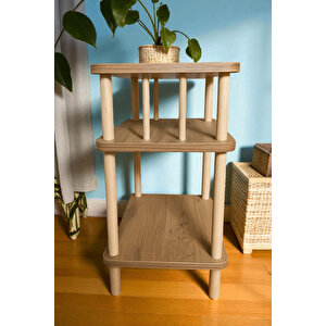 Bella Yan Sehpa Atlantik Çam Desenli Ahşap Ayaklı 40*30*58cm