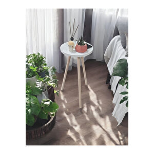Yüksek Yan Sehpa Koltuk Sehpası Balkon Küçük Çiçek Koyma Sehpası Beyaz