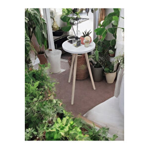 Yüksek Yan Sehpa Koltuk Sehpası Balkon Küçük Çiçek Koyma Sehpası Beyaz