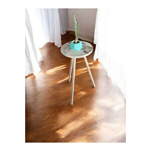 Yüksek Yan Sehpa, Balkon Oturma Odası Sehpası Beyaz Mermer Desenli Sehpa