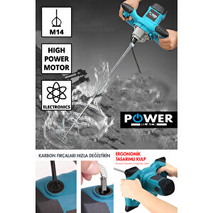 1800 W Devir Ayarlı Elektrikli Alçı Boya Ve Harç Karıştırıcı Mikser-mavi