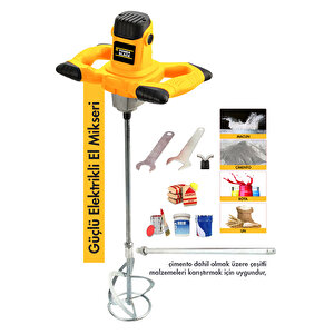 Elektrikli Alçı Boya Ve Harç Karıştırıcı Mikser Sarı Renk