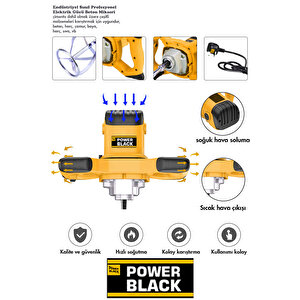 Elektrikli Alçı Boya Ve Harç Karıştırıcı Mikser Sarı Renk