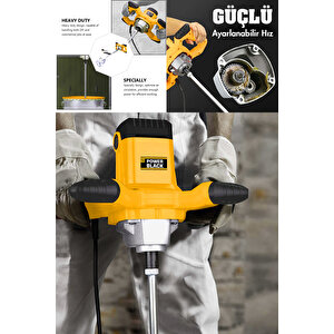 Elektrikli Alçı Boya Ve Harç Karıştırıcı Mikser Sarı Renk