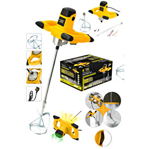 Elektrikli Alçı Boya Ve Harç Karıştırıcı Mikser Sarı Renk