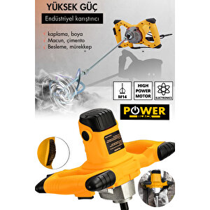 1800 W Devir Ayarlı Elektrikli Alçı Boya Ve Harç Karıştırıcı Mikser-sari