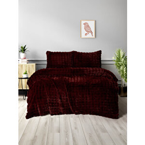 Dıamond 3 Parça Bubble Comforter Yorgan Seti 220x240 Bordo Bordo