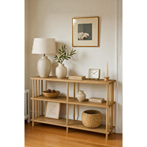 Konsol Modern Tasarım Ahşap Ayaklı Atlantik Çam Desenli 30*43*120cm