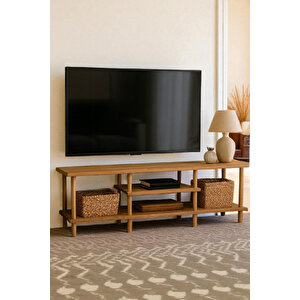 Konsol Modern Tasarım Ahşap Ayaklı Atlantik Çam Desenli 30*43*120cm