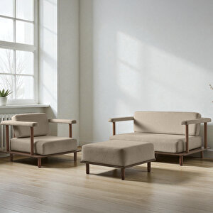 Pia Koltuk Takımı 2+1+puf Sütlü Kahve Sütlü Kahve