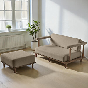 Eymense Pia Koltuk Takımı 2+1+puf Sütlü Kahve